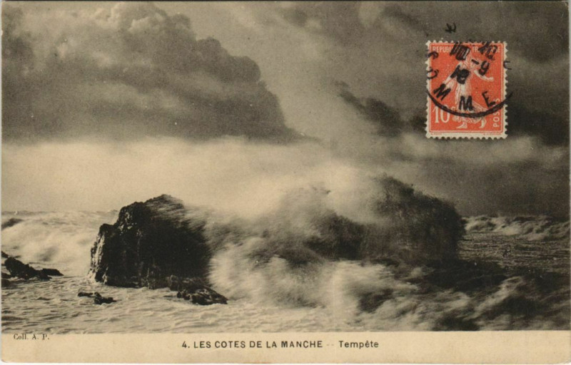 Carte postale ancienne Cotes de la Manche Tempete