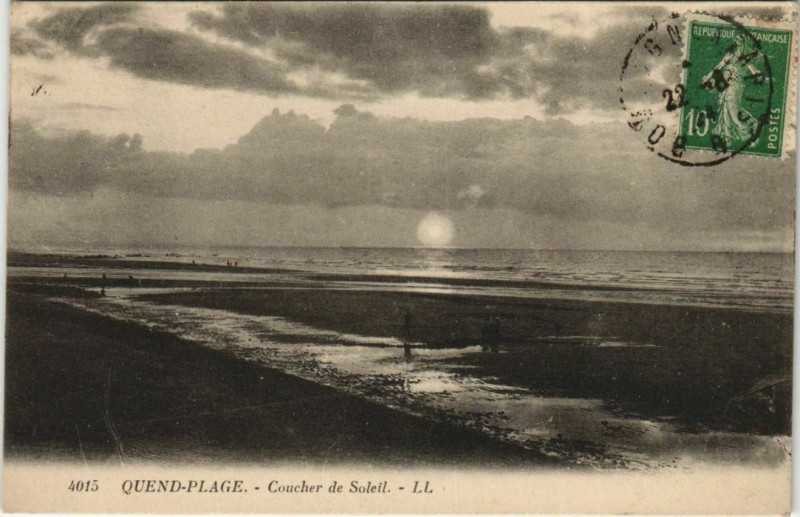 Carte postale ancienne Quend-Plage-les-Pins Coucher de soleil à Quend