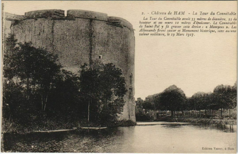 Carte postale ancienne Chateau de Ham Tour du Connétable à Ham