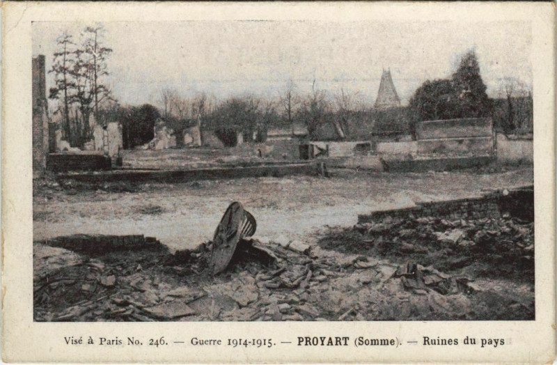 Carte postale ancienne Guerre Military Proyart Ruines du pays à Proyart