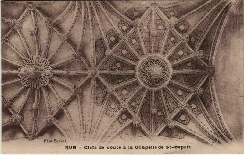 Carte postale ancienne Rue Chapelle du Saint-Esprit Clefs de voute à Rue