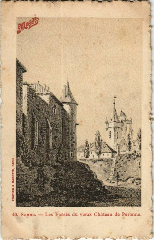 Carte postale ancienne Chateau de Peronne Fossés à Péronne