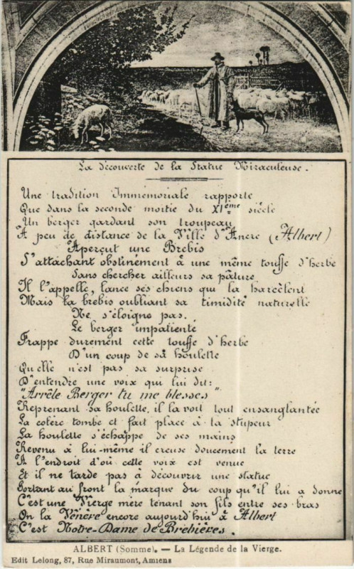 Carte postale ancienne Albert La Légende de la Vierge à Albert