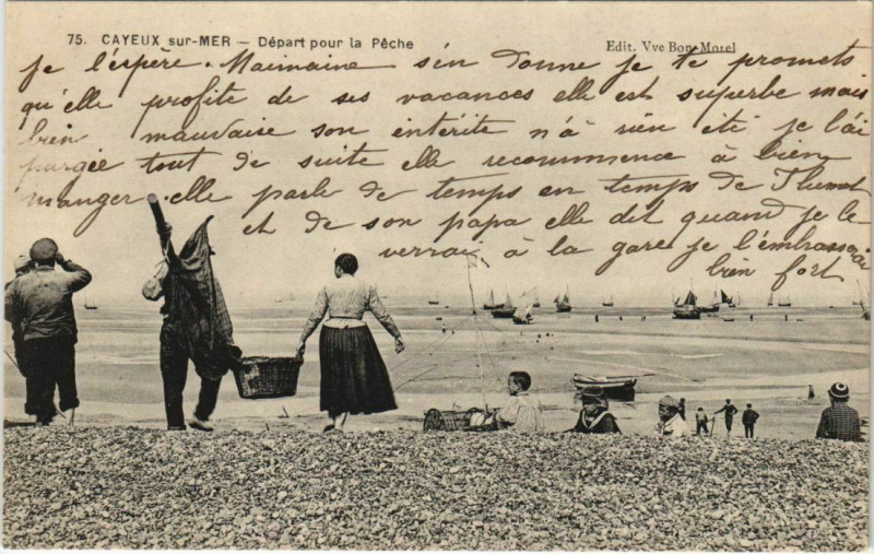 Carte postale ancienne Cayeux-sur-Mer Départ pour la peche à Cayeux-sur-Mer