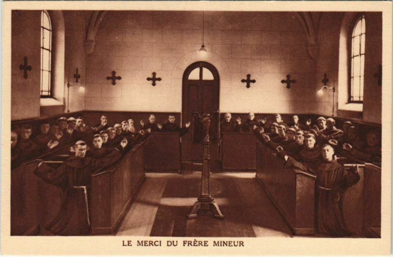 Carte postale ancienne Noviciat franciscain Amiens Le merci du Frere Mineur à Amiens