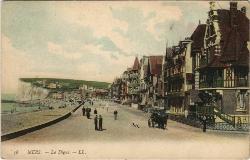 Carte postale ancienne Mers-les-Bains La Digue à Mers-les-Bains