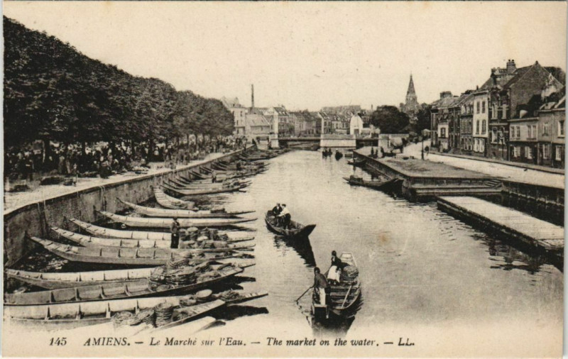 Carte postale ancienne Amiens Le Marché sur l'eau à Amiens