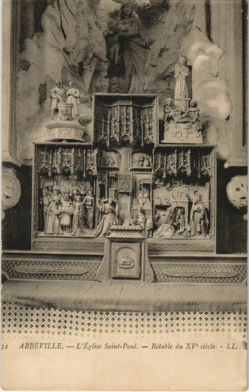 Carte postale ancienne Abbeville Eglise Saint-Paul Rétable du Xve siecle à Abbeville