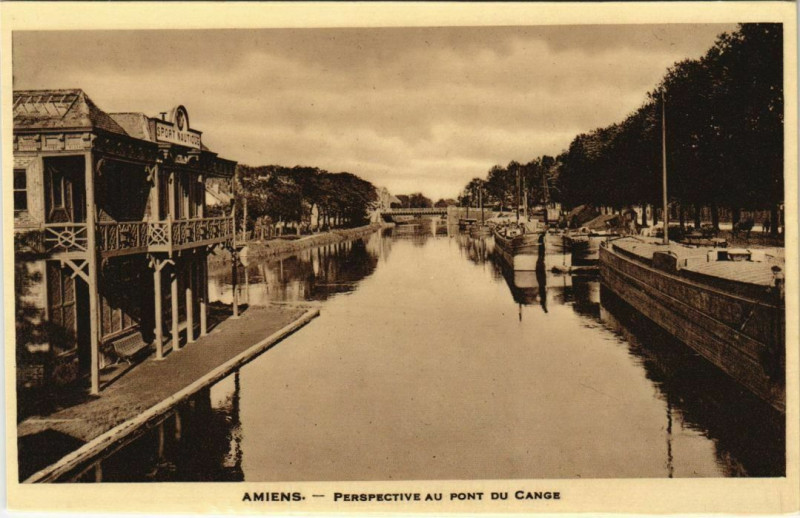 Carte postale ancienne Amiens Perspective a pont du Cange à Amiens
