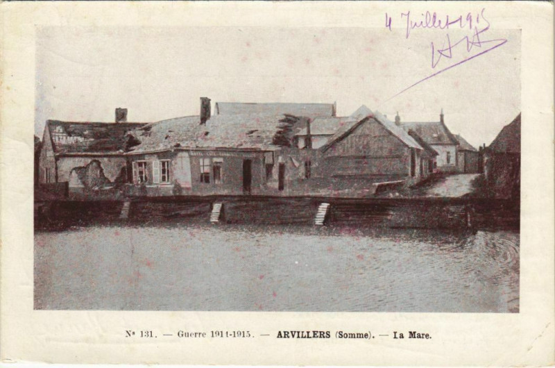 Carte postale ancienne Guerre Militaire Arvillers La Mare à Arvillers