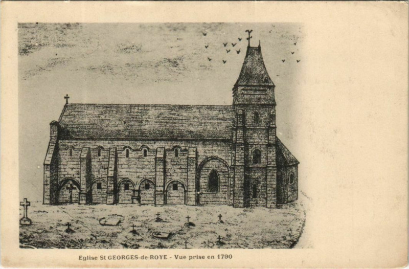Carte postale ancienne Saint-Georges-de-Roye Eglise à Roye