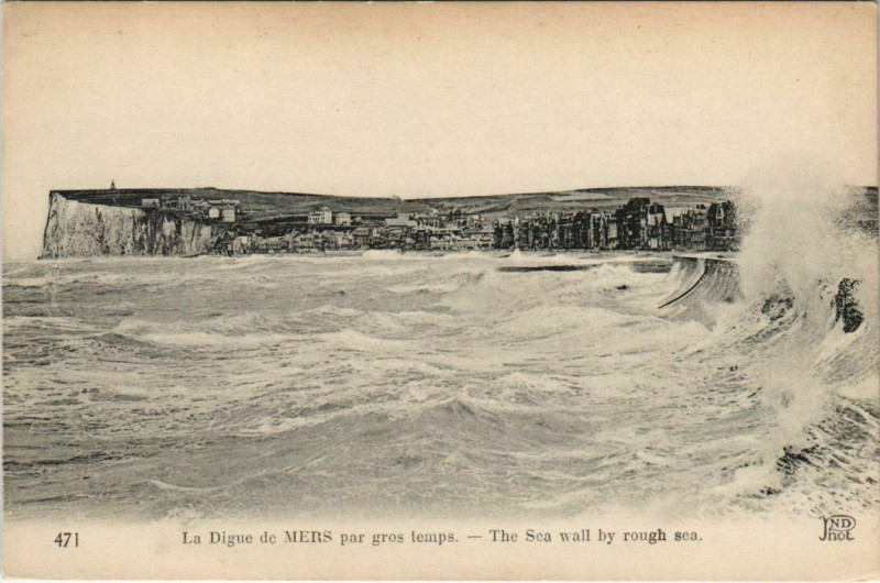 Carte postale ancienne La Digue Mers-les-Bains par grs temps à Mers-les-Bains
