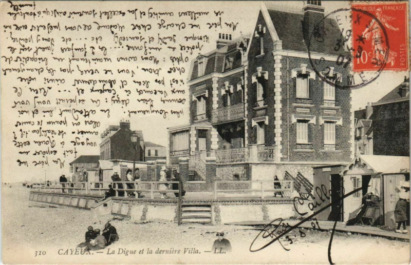 Carte postale ancienne Cayeux-sur-Mer la Digue et la derniere Villa à Cayeux-sur-Mer