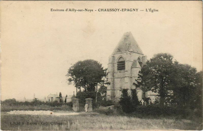 Carte postale ancienne Chaussoy-Epagny Eglise à Chaussoy-Epagny