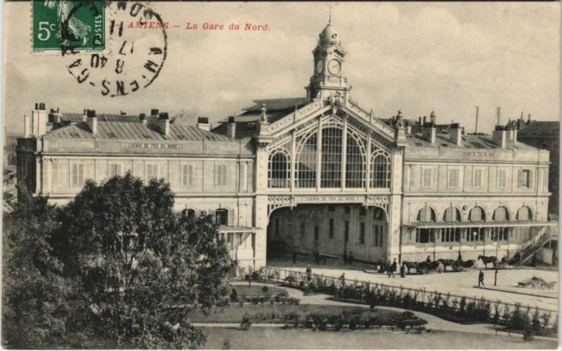 Carte postale ancienne Amiens La Gare du Nord à Amiens