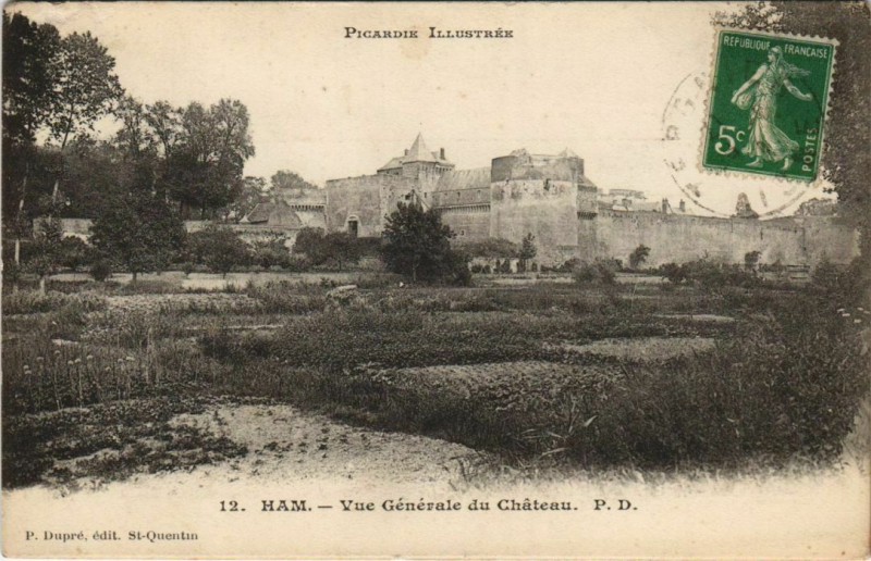 Carte postale ancienne Ham Le Chateau vue générale à Ham