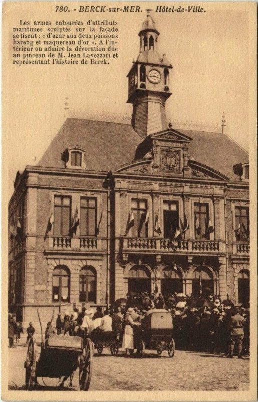 Carte postale ancienne Berck-sur-Mer - Hotel de Ville à Berck