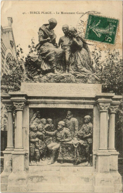 Carte postale ancienne Berck-Plage Monument Cazin-Perrochaud à Berck