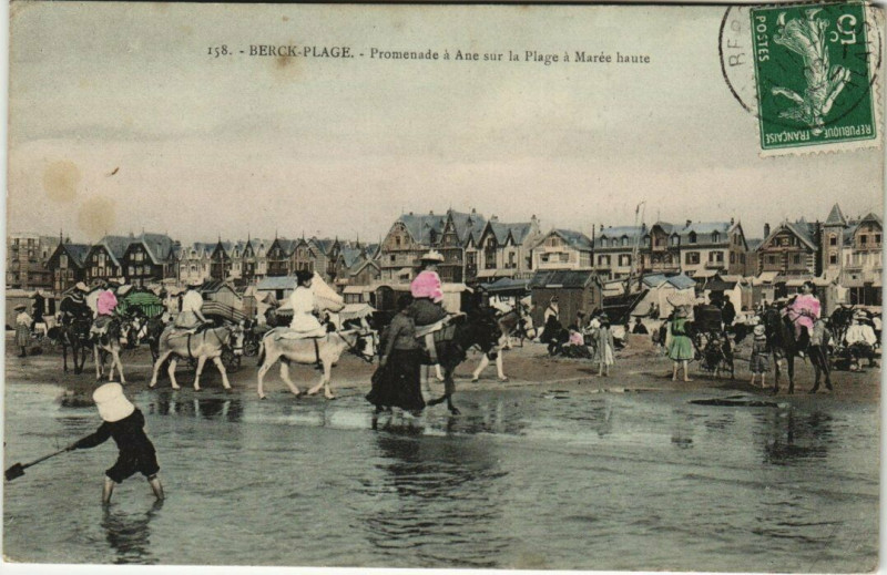 Carte postale ancienne Berck-Plage Promenade a anes à Berck