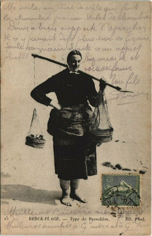Carte postale ancienne Berck-Plage Type de Verrotier à Berck