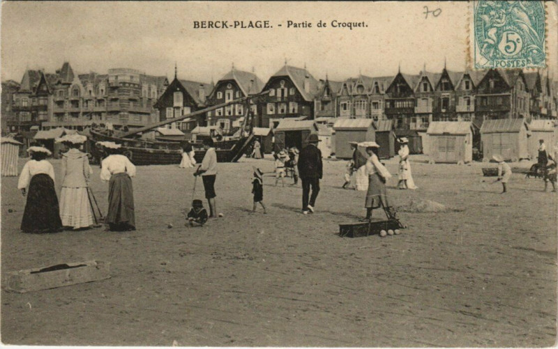 Carte postale ancienne Berck-Plage partie de Coruet à Berck