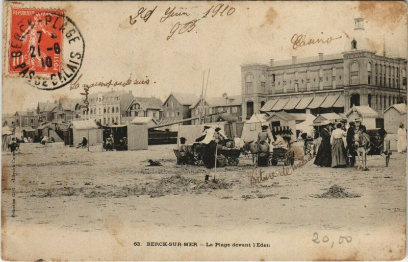 Carte postale ancienne Berck-Plage La Plage devan Eden à Berck