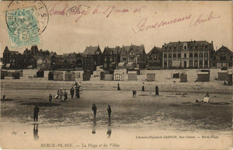 Carte postale ancienne Berck-Plage La Plage et les villas à Berck