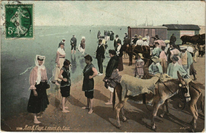 Carte postale ancienne Berck-Plage Heure dz Bain à Berck