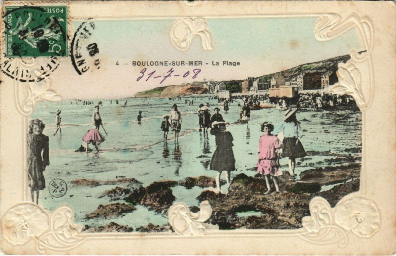 Carte postale ancienne Boulogne-sur-Mer - La Plage à Boulogne-sur-Mer