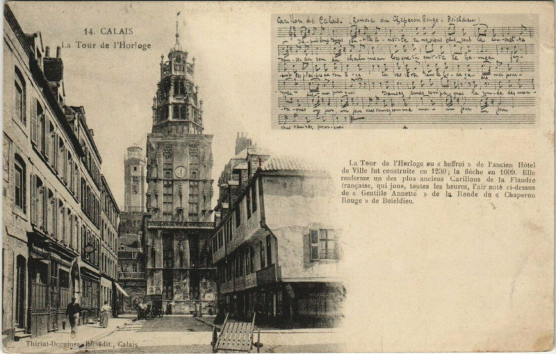 Carte postale ancienne Calais - La Tour de l'Horloge à Calais