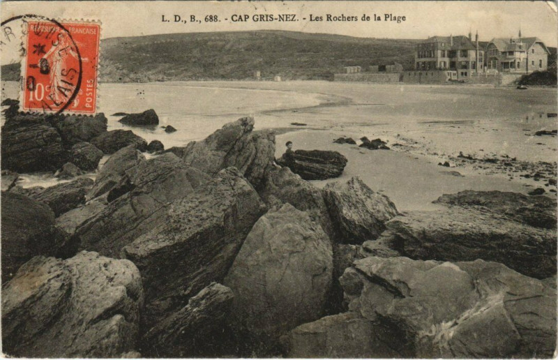 Carte postale ancienne Cap Gris-Nez - Les Rochers de la Plage