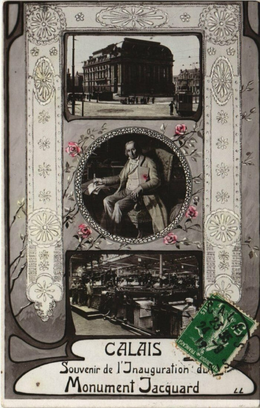 Carte postale ancienne Calais Souvenir de l'Inauguration du Monument Jacquard à Calais