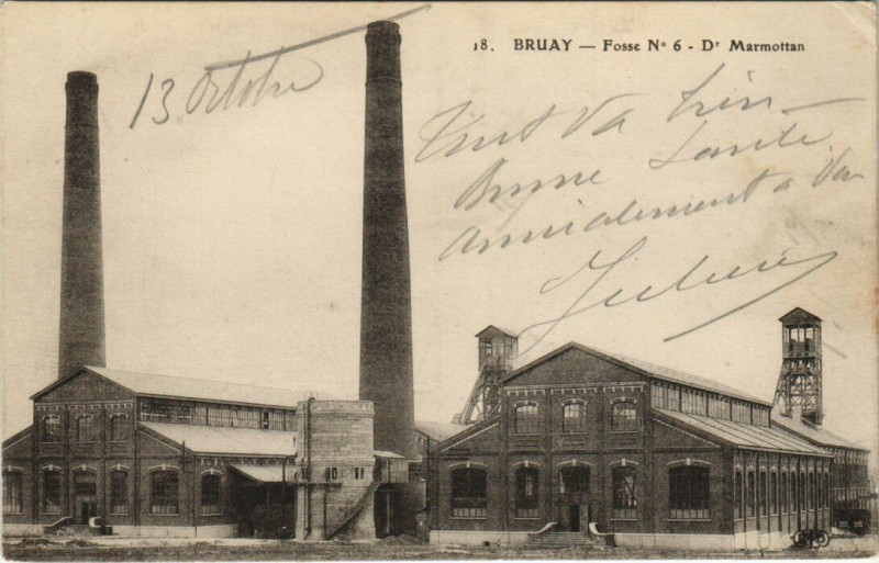 Carte postale ancienne Bruay - Fosse No 6-Dr Marmottan
