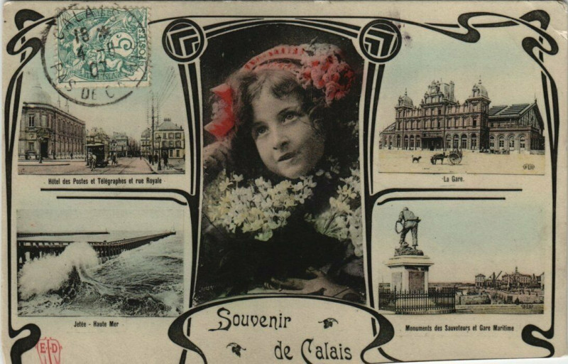 Carte postale ancienne Souvenir de Calais à Calais