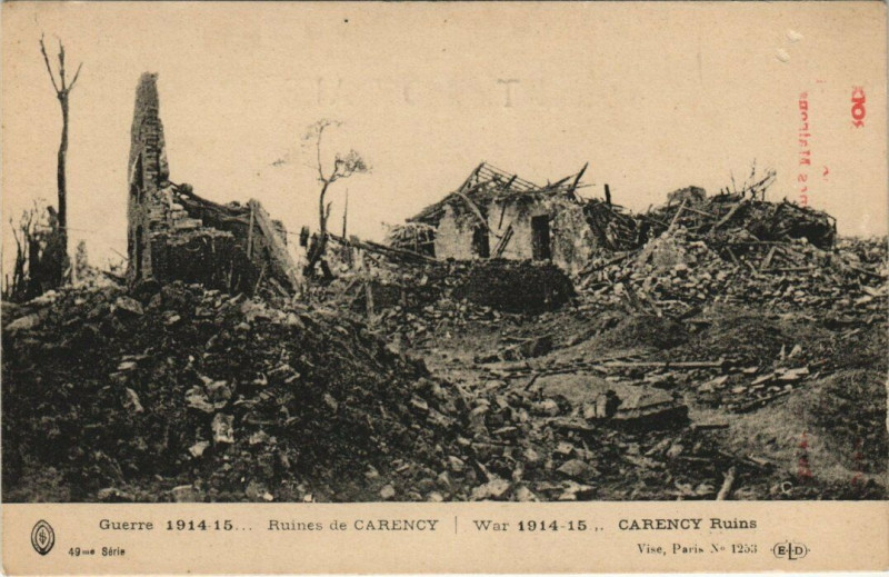 Carte postale ancienne Ruines de Carency à Carency