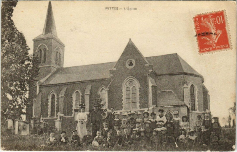 Carte postale ancienne Wittes - L'Eglise à Wittes