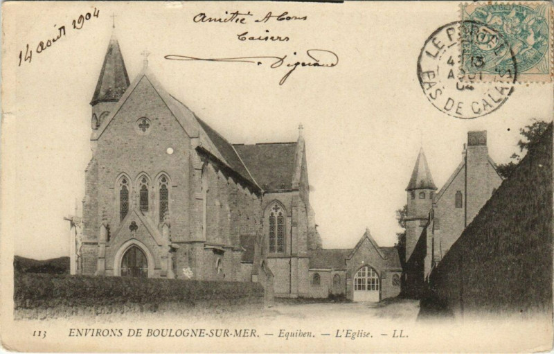Carte postale ancienne Equihen - L'Eglise