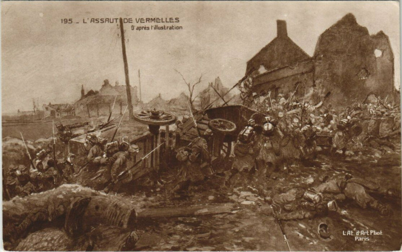 Carte postale ancienne L'Assaut de Vermelles à Vermelles