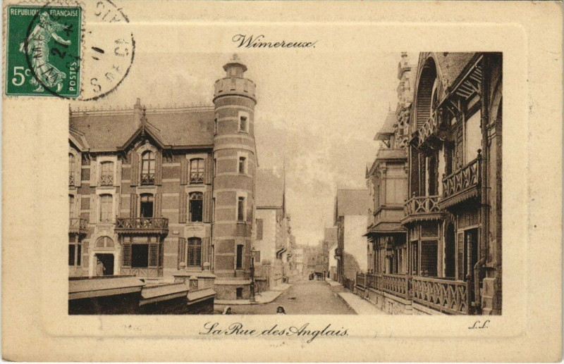 Carte postale ancienne Wimereux - La Rue des Anglais à Wimereux