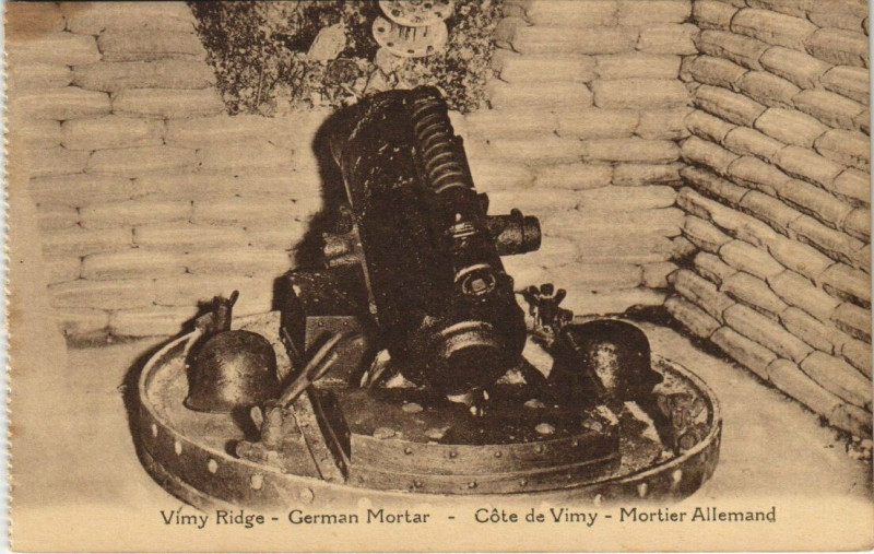 Carte postale ancienne Cote de Vimy - Mortier Allemand à Vimy