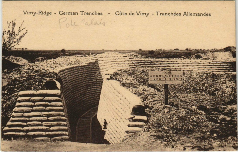 Carte postale ancienne Cote de Vimy - Tranchées Allemandes à Vimy