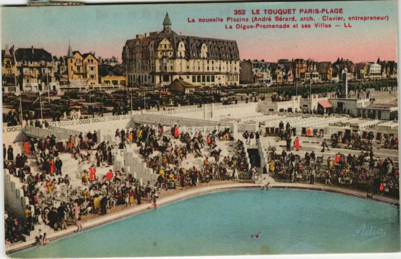 Carte postale ancienne Le Touquet-Paris-Plage - La nouvelle Piscine-La Digue au Touquet-Paris-Plage