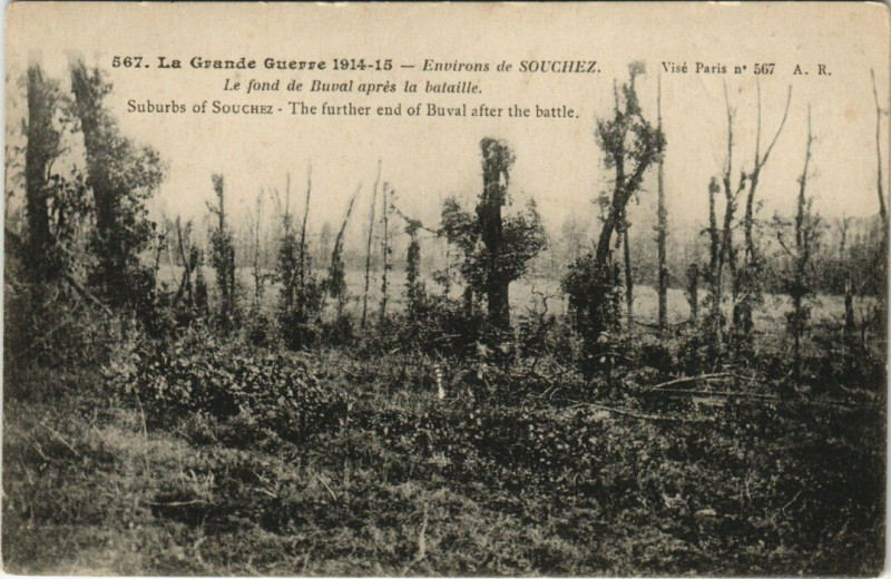 Carte postale ancienne Sains en Gohelle-Le fond de Buval apres la bataille à Sains-en-Gohelle
