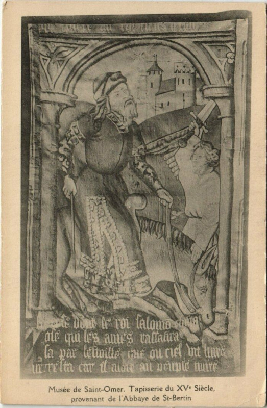 Carte postale ancienne Musée de Saint-Omer - Tapisserie du XVe siécle à Saint-Omer