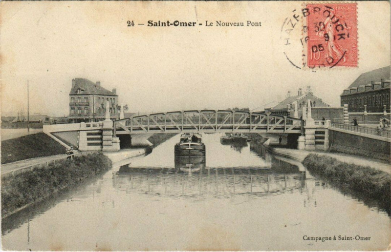 Carte postale ancienne Saint-Omer - Le Nouveau Pont à Saint-Omer