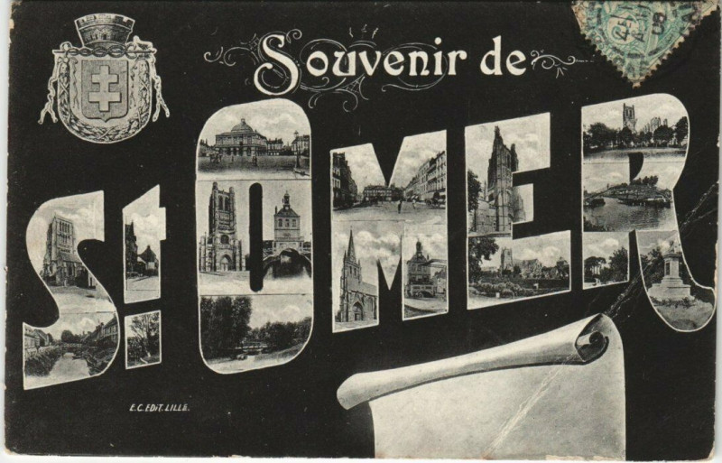 Carte postale ancienne Un Bonjour de Saint-Omer à Saint-Omer