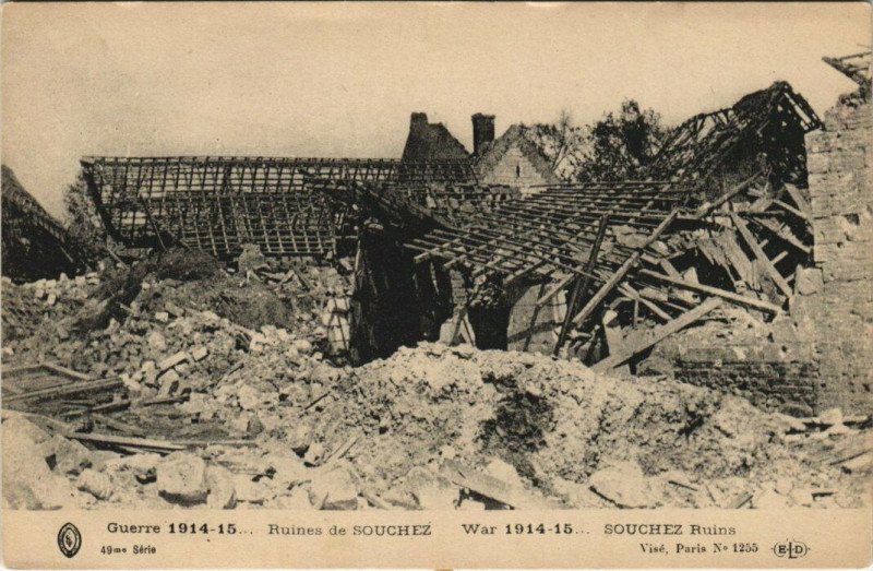 Carte postale ancienne Ruines de Souchez à Souchez
