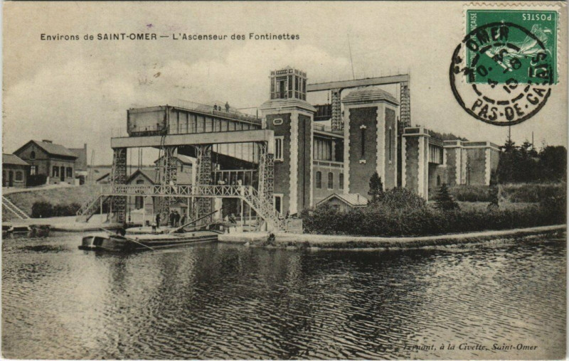 Carte postale ancienne Saint-Omer - L'Ascenseur des Fontinettes à Saint-Omer