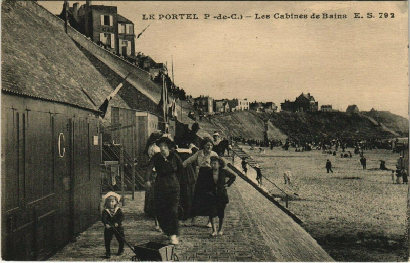 Carte postale ancienne Le Portel - Les Cabines de Bains au Portel