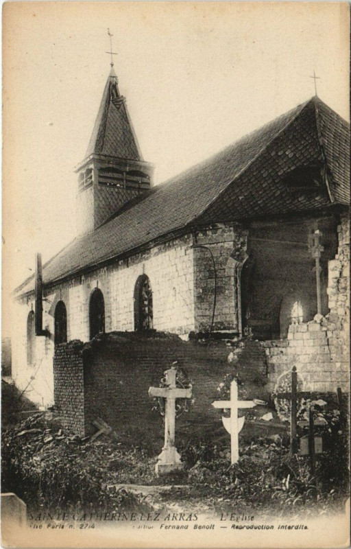 Carte postale ancienne Saint-Catherine-les-Arras - L'Eglise à Arras